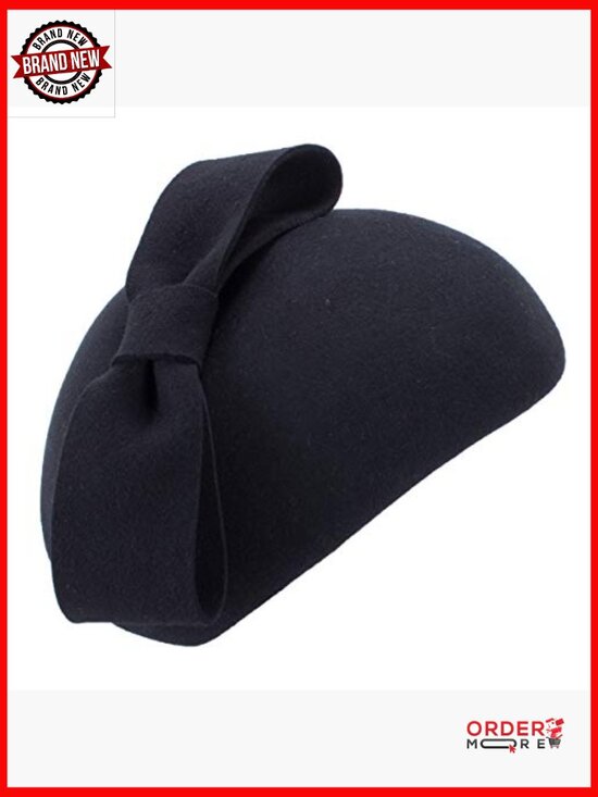 Vintage Wool Felt Teardrop Fascinator Beret Hat Derby Clip Adjustable A568 main image 7